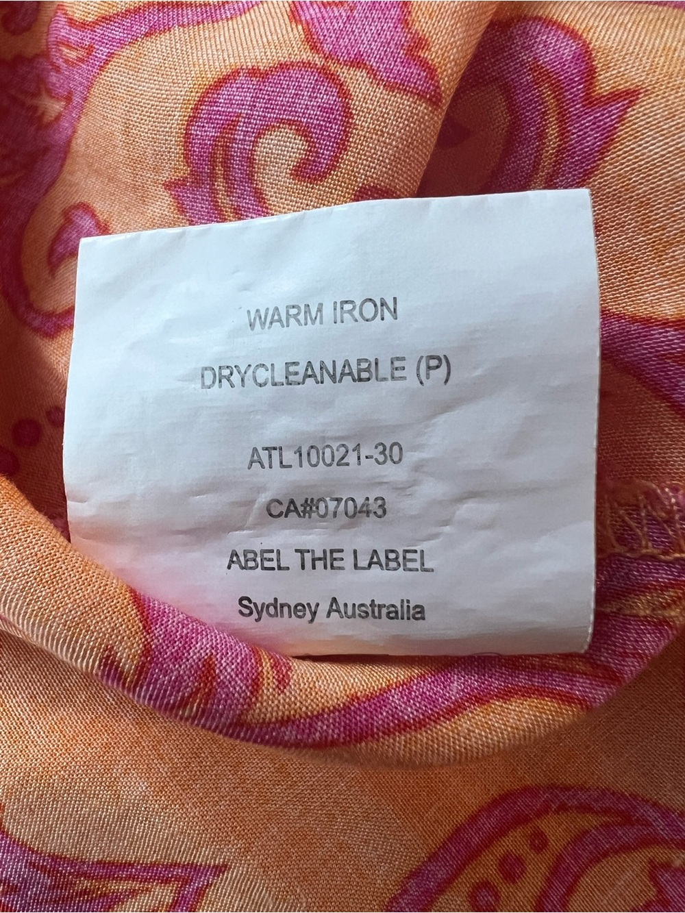 Abel The Label Bondi Strapless Smocked Tiered Maxi Dress Orange Pink Paisley M - Picture 6 of 7